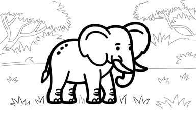 Obraz premium 3D Abstract Elephant Silhouette Art in Black Vector Illustration on solid back ground.