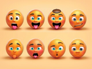 Realistic iOS emoji set with expressive faces, ideal for Facebook and Instagram icons.