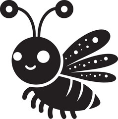Beautiful firefly insect silhouette illustration isolated on a white background