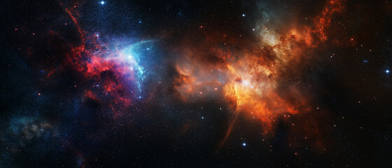 Obraz premium Cosmic void with galaxies background