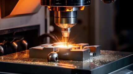 Industrial Machinery Cutting Metal with Sparks