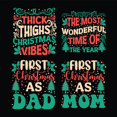 Christmas T shirt Design Bundle, Christmas T shirt, Christmas typography T shirt design Collection