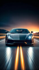 Fototapeta premium Modern Supercar in a High-Tech Environment with Glossy Finish