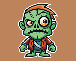 halloween zombie  sticker and t shirt design vector illustration