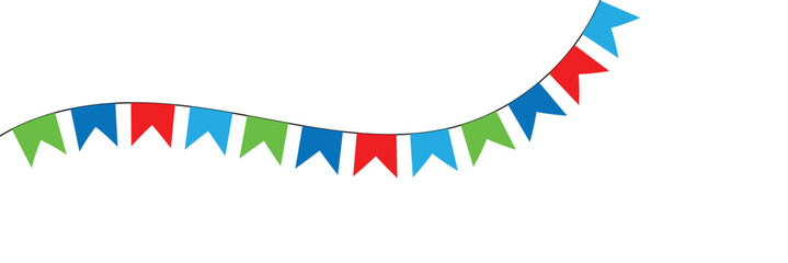 Festive flags garland in lgbt rainbow colors. Celebration flags for pride decor. Triangle pennants chain. Party decoration in eps 10.