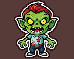 halloween zombie  sticker and t shirt design vector illustration