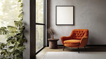 Modern Decor Living Room with Accent Armchair and Wall Frame