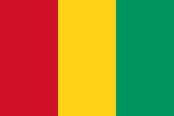 The official national flag of Guinea. Flag of the Republic of Guinea. Correct proportions and colors. Vector illustration
