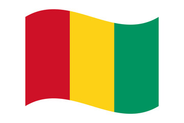 Fototapeta premium Wavy flag of Guinea, isolated on transparent background. Flag of the Republic of Guinea. Vector illustration