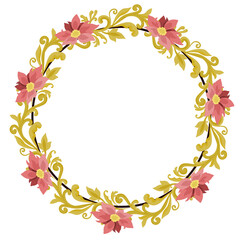 Pink Flower wreath circle Ikat pattern design , Vector Images For printing on Fabric, wallpaper, Carpet, Ceramics, etc.
