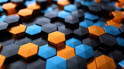 Obraz premium Abstract Hexagon Pattern in Orange and Blue