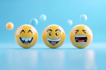 Obraz premium Playful and unique emoticon faces, perfect for website design, showcasing various emotional reactions.
