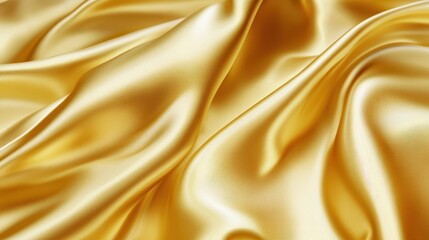 Obraz premium Closeup of rippled yellow satin fabric texture background. Luxurious background design 