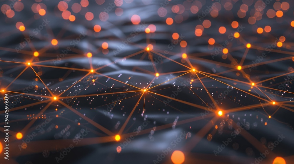 Poster digital network connections glowing in a geometric pattern