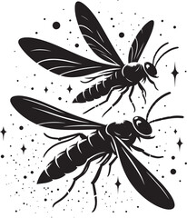 Beautiful firefly insect silhouette illustration isolated on a white background