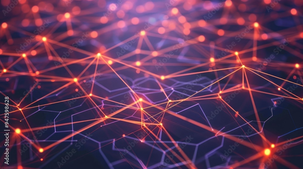 Poster digital network connections glowing in a geometric pattern