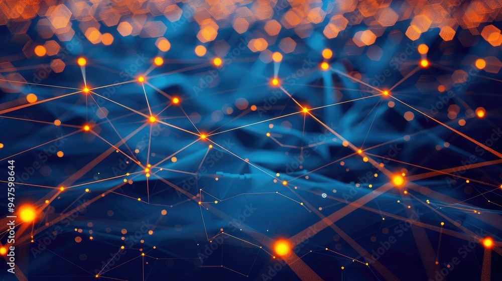 Poster digital network connections glowing in a geometric pattern