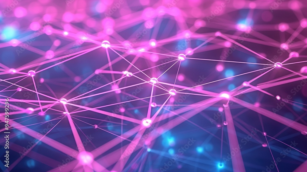 Poster digital network connections glowing in a geometric pattern