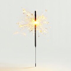 A birthday sparkler clipart, festive celebration, realistic style, with sparkling effects, isolated on white background