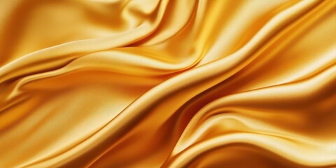 Obraz premium Closeup of rippled yellow satin fabric texture background. Luxurious background design 