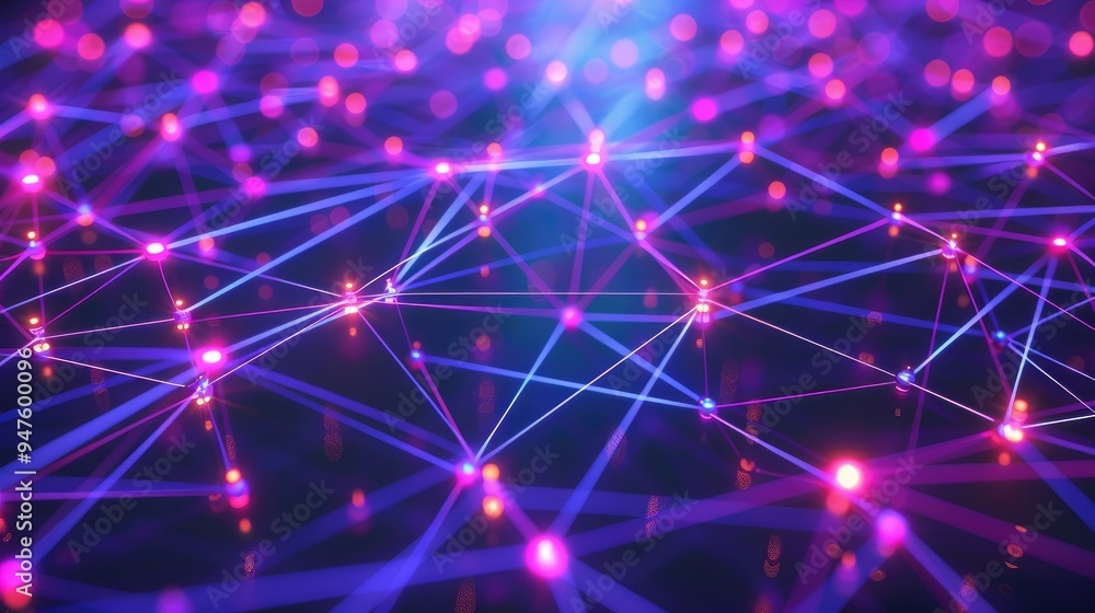 Poster digital network connections glowing in a geometric pattern