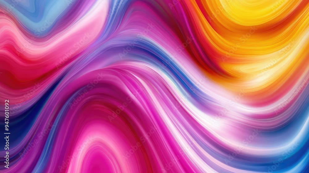 Wall mural Dynamic waves of vibrant abstract colors