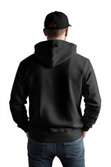 Men hoodie mockup back view 