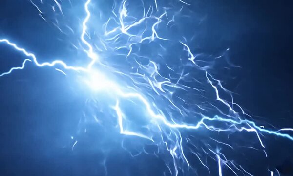  Lightning Strike on Black Background