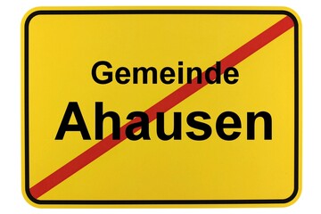 Illustration eines Ortsausgangsschildes der Gemeinde Ahausen in Niedersachsen