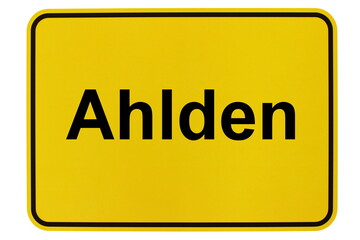 Illustration eines Ortsausgangsschildes der Gemeinde Ahlden in Niedersachsen
