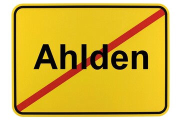 Illustration eines Ortsausgangsschildes der Gemeinde Ahlden in Niedersachsen