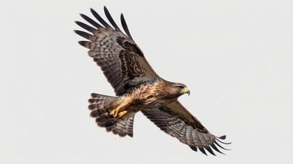 Fototapeta premium Isolated common buzzard in mid-flight, transparent PNG 