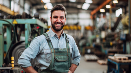 Obraz premium The Smiling Factory Worker