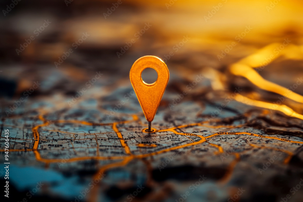 Poster gps pin location icon for navigation or map, generative ai