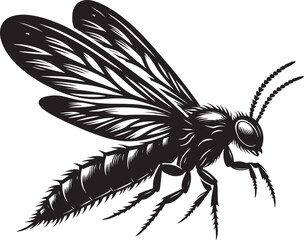 Beautiful firefly insect silhouette illustration isolated on a white background