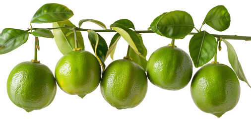Bunch of limes hanging from a branch