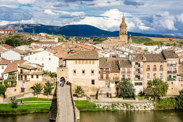 Romanesque bridge over the Arga River, 11th century, Puente la Reina, Valdizarbe valley, autonomous...