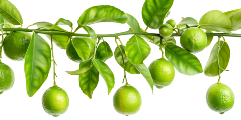 Bunch of limes hanging from a branch