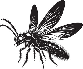 Beautiful firefly insect silhouette illustration isolated on a white background