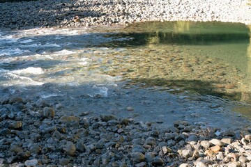 Water flowing over the rocks