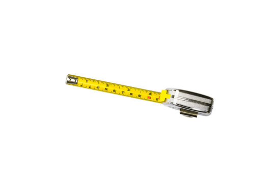 Metal measuring tape isolated , png file , Mechanic tools concept , photo of top view