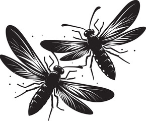 Beautiful firefly insect silhouette illustration isolated on a white background