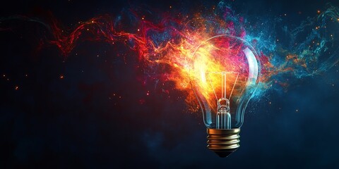 Explosive Light Bulb Representing Creative Breakthrough