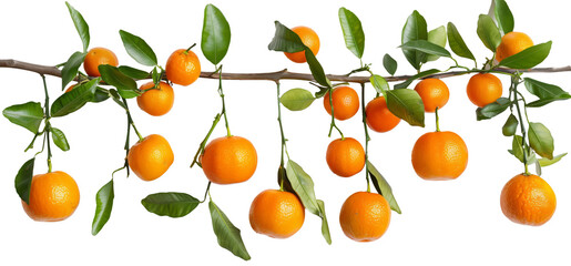 Bunch of mandarins hanging from a branch