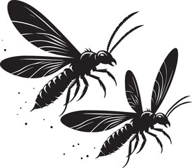 Beautiful firefly insect silhouette illustration isolated on a white background