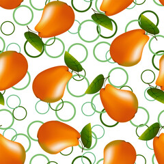 Ripe pears in a seamless pattern.Seamless pattern of bright ripe pears.