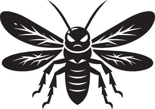 angry black insect with wings clip art preview