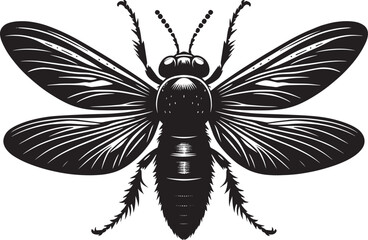 Beautiful firefly insect silhouette illustration isolated on a white background