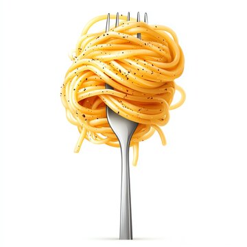 recommend clip art: A pasta dish with fork clipart, Italian cuisine, realistic style, with spaghetti twirled on a fork, isolated on white background