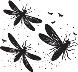 Beautiful firefly insect silhouette illustration isolated on a white background
